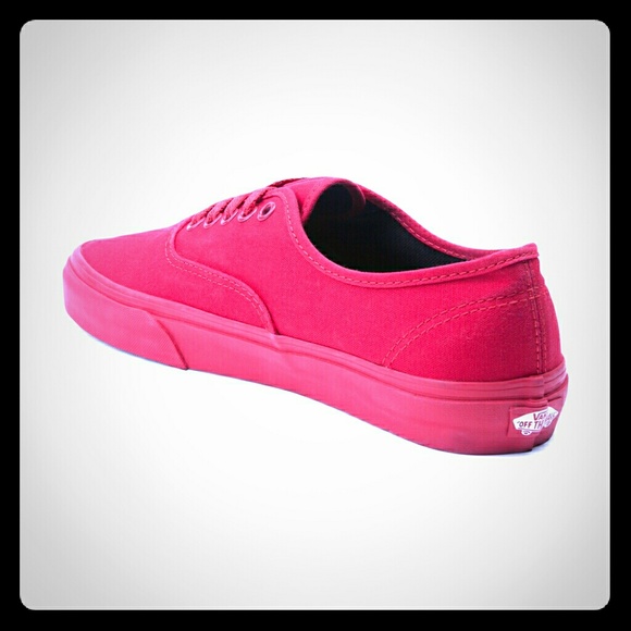 all red low top vans